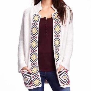 Old navy funky pattern long collared cardigan
